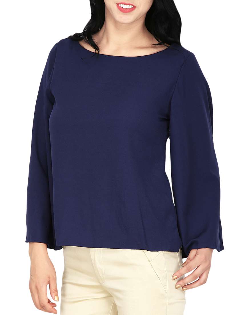 bell sleeved boat neck top - 15262304 -  Standard Image - 1