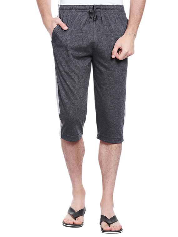 grey cotton three - fourth shorts