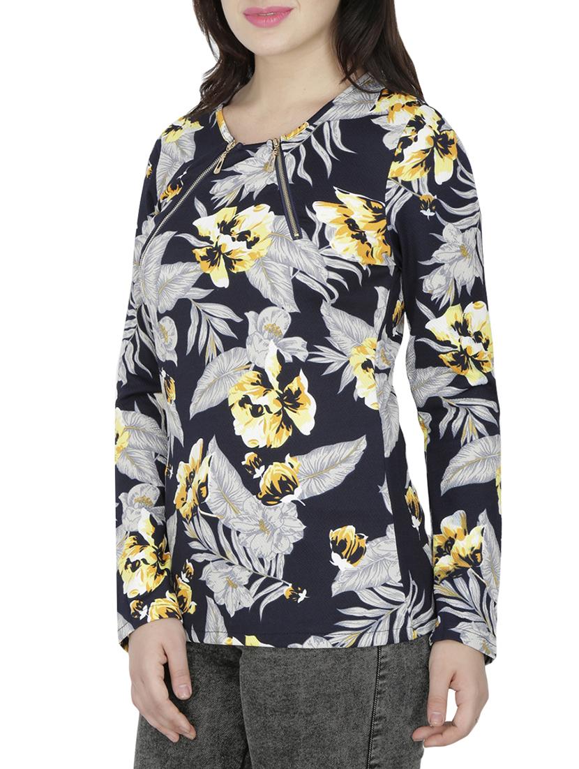 zip detail tropical top - 15263431 - Standard Image - 1