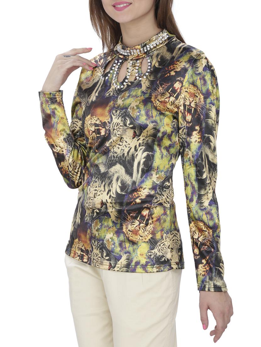 animal print embellished top - 15263448 -  Standard Image - 1