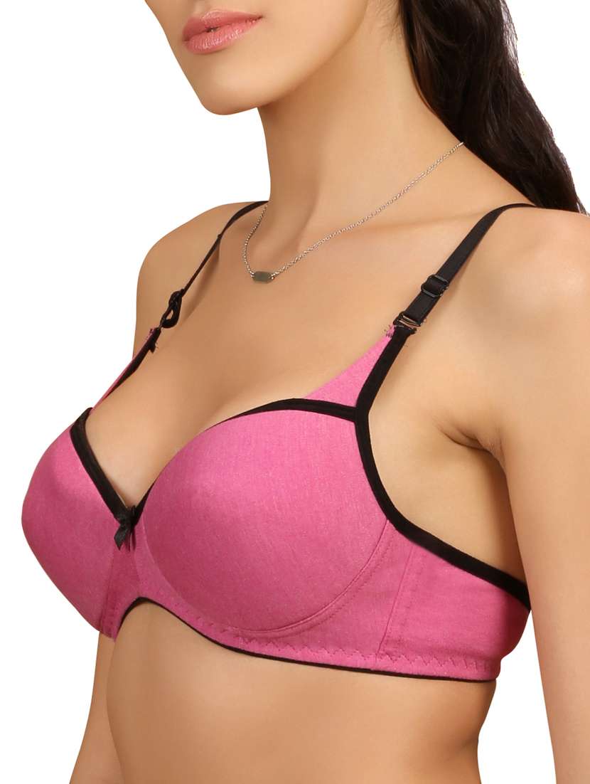 pink solid cotton bra - 15264265 -  Standard Image - 1