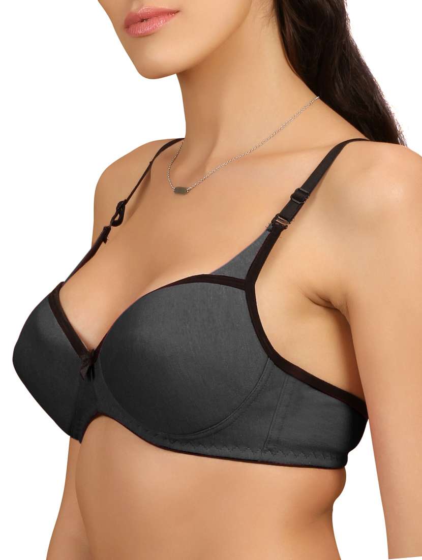 grey solid cotton bra - 15264267 -  Standard Image - 1