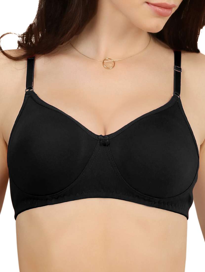black solid cotton bra
