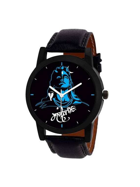 surbhi fashion men's black, blue leather watch