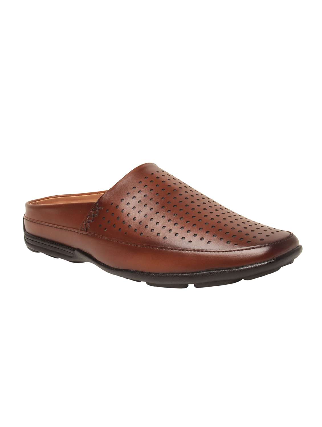 tan leatherette slip on mules