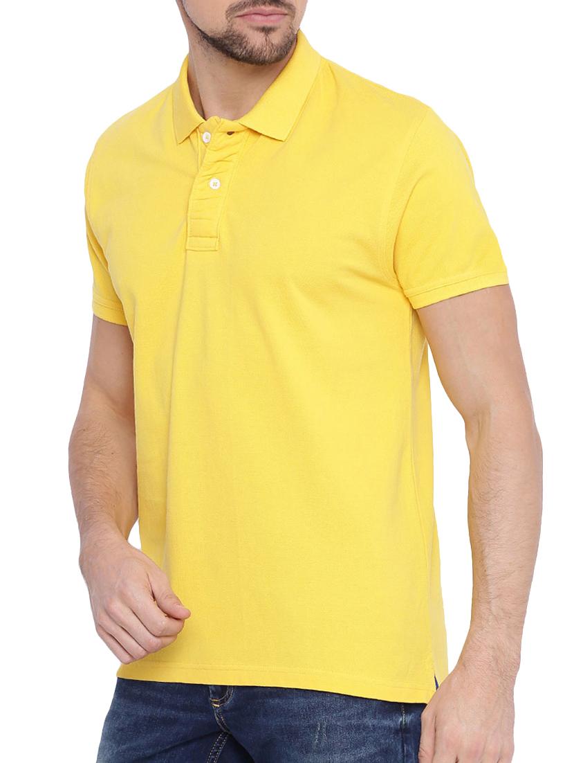 yellow solid polo t-shirt - 15266264 - Standard Image - 1