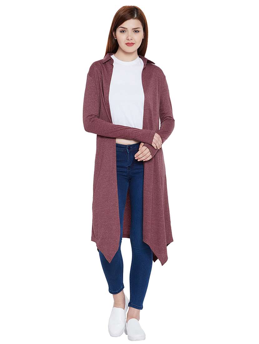 maroon solid asymmetrical shrug