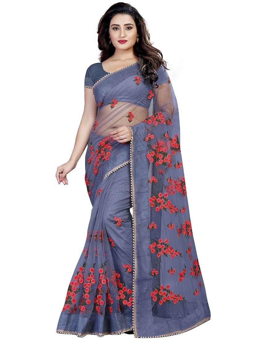 ditsy floral  embroidered saree with blouse
