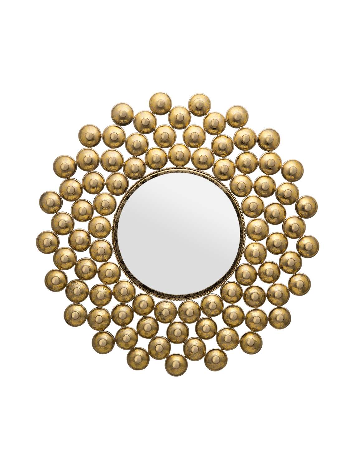 coin patterned golden mirror frame