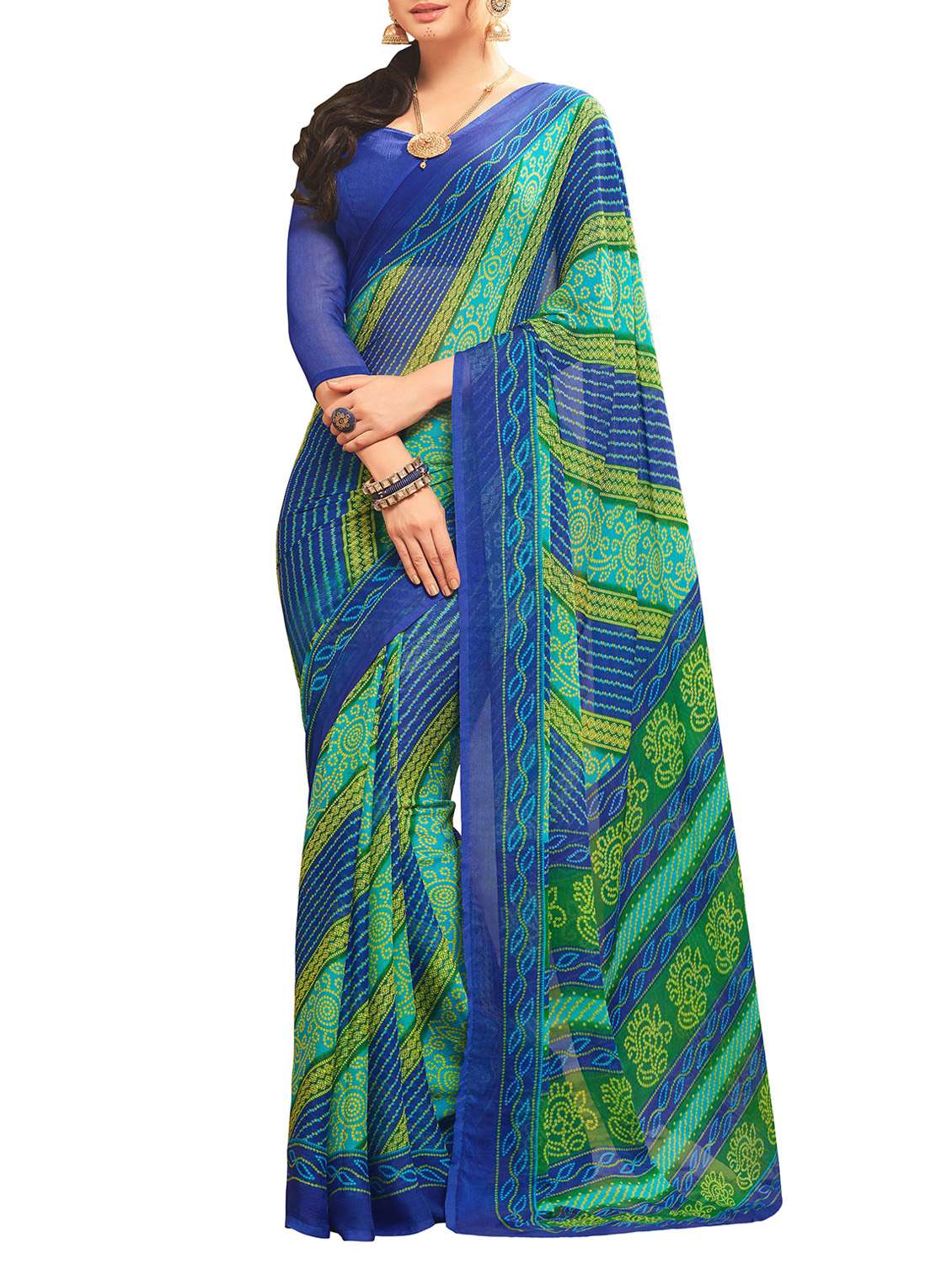 Bandhani printed saree with blouse