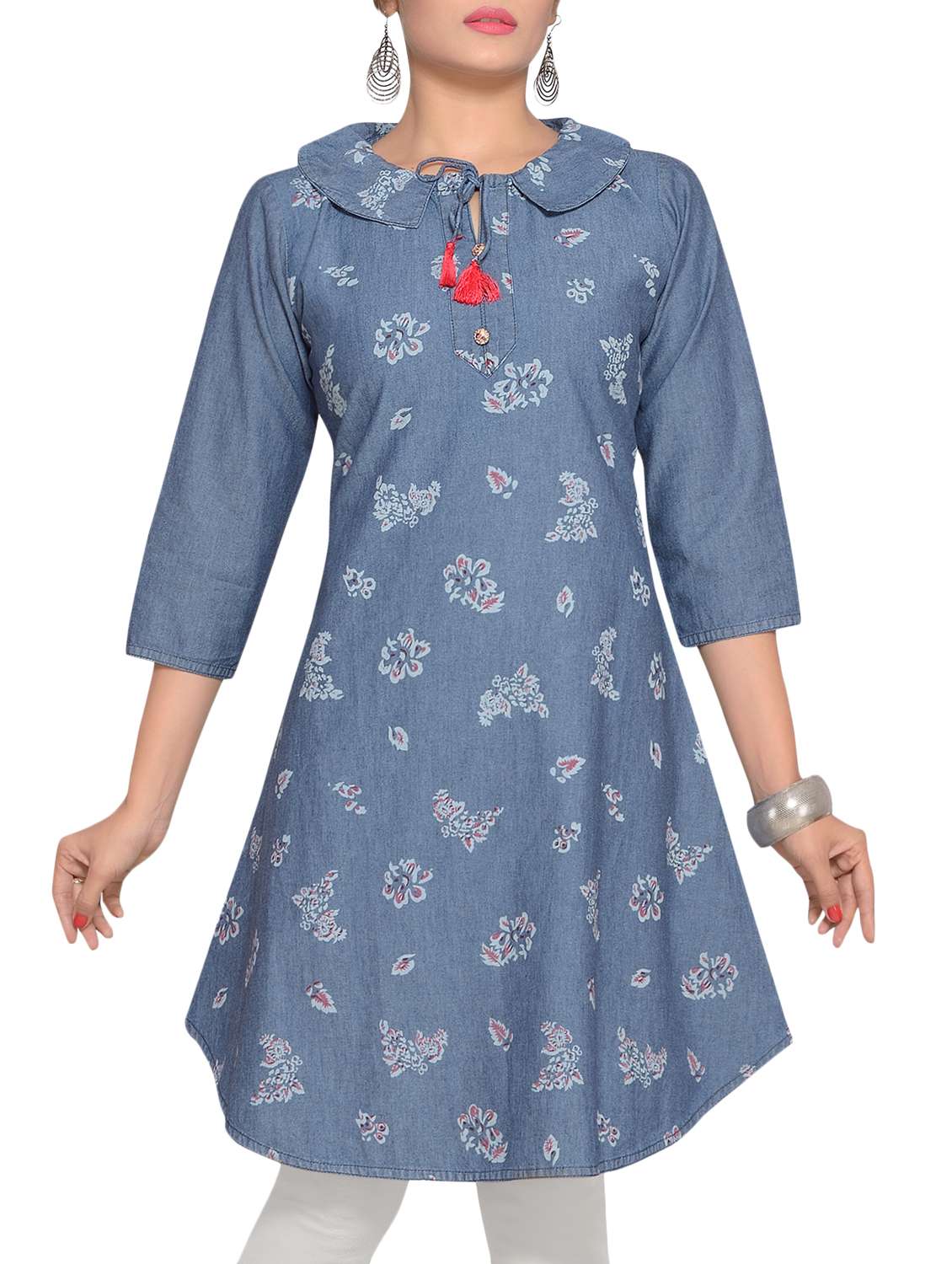 blue denim aline kurta