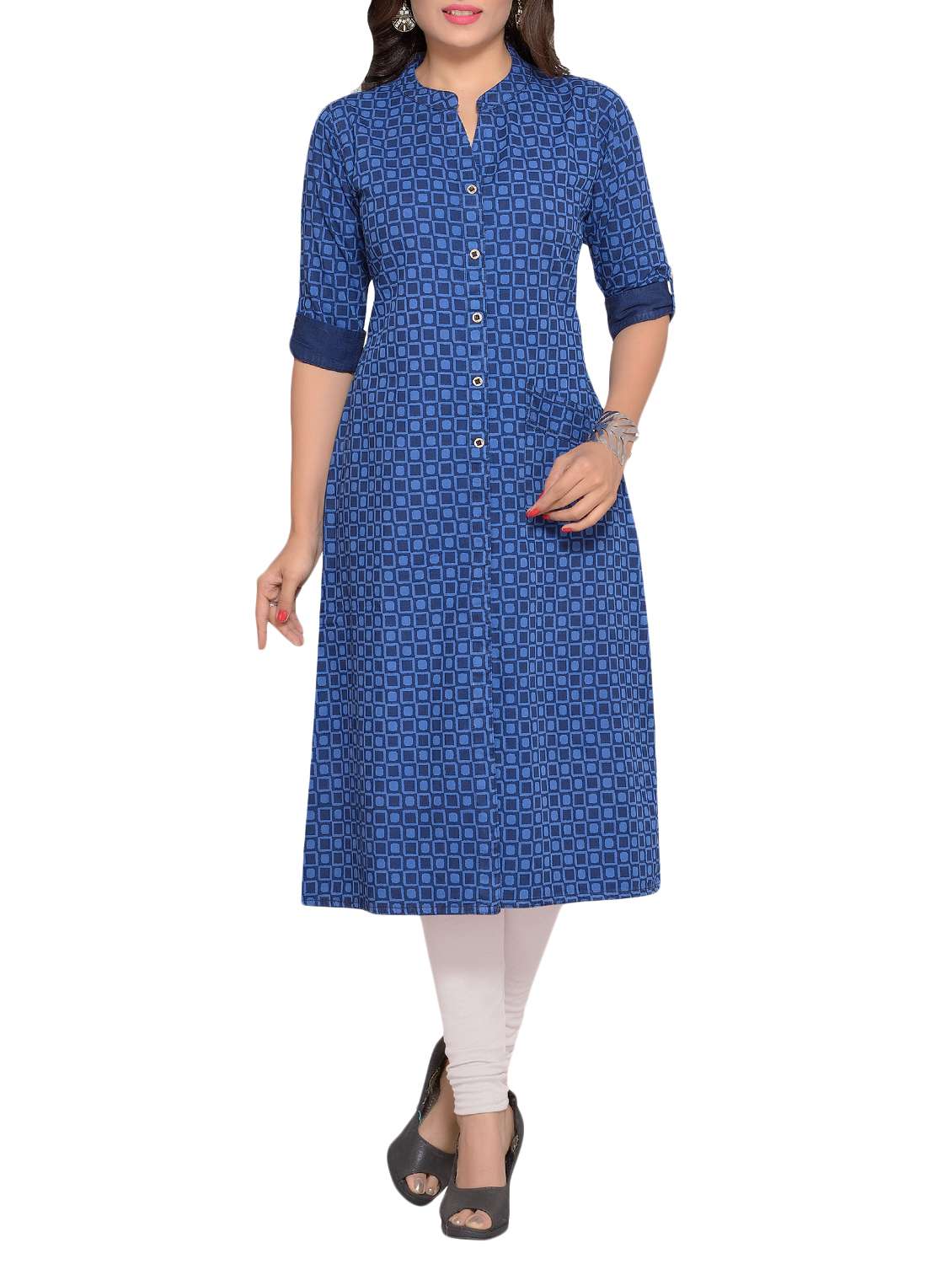 blue denim aline kurta