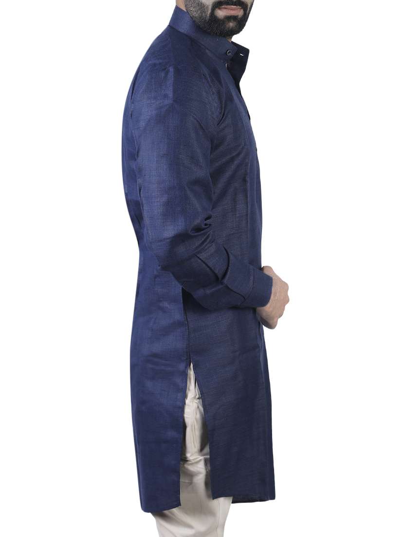 men solid mandarin neck asymmetric kurta - 15277348 -  Standard Image - 1