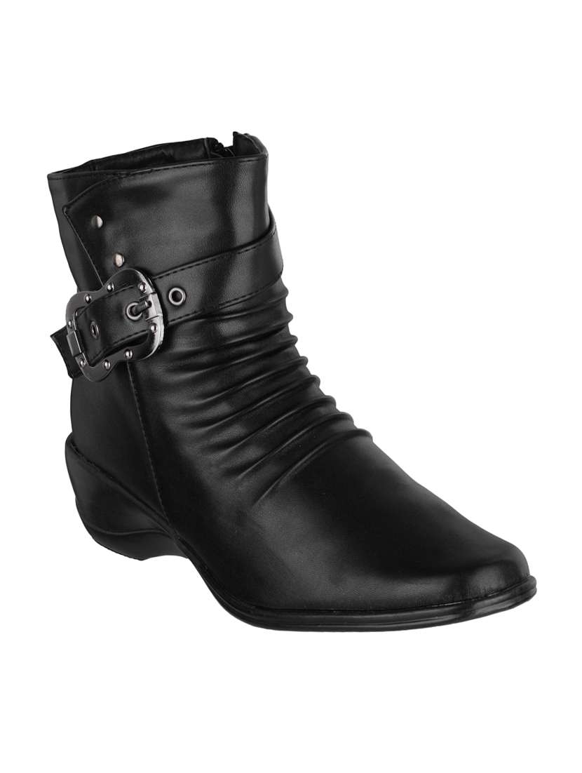black pvc ankle  boot