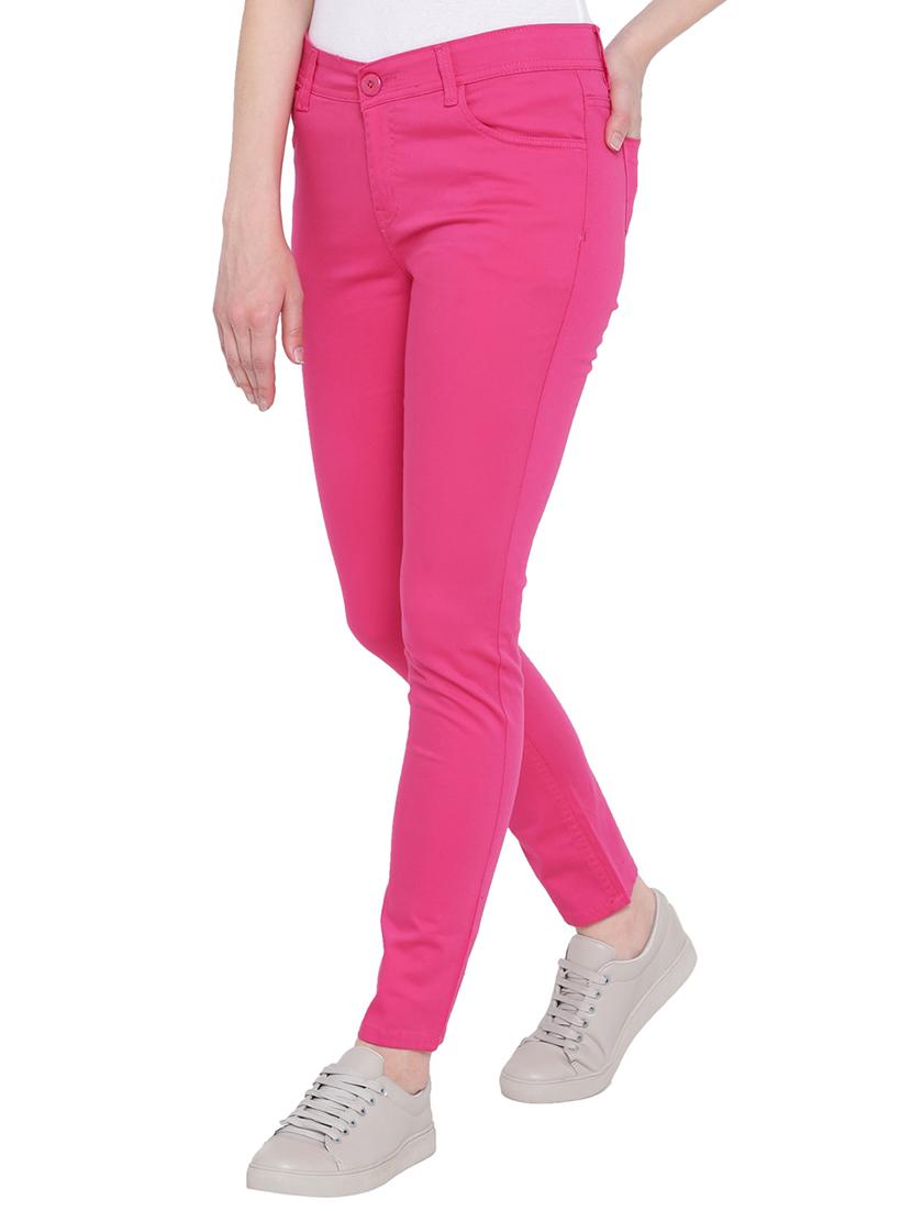 pink solid cotton trouser - 15280286 - Standard Image - 1