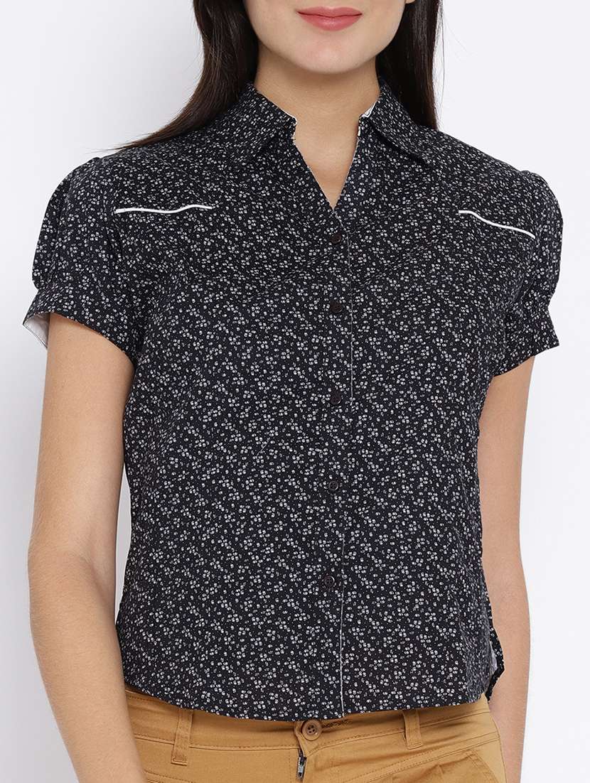 black cotton printed shirt