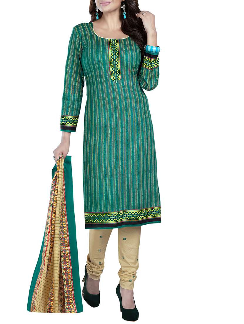 printed unstitched churidaar suit