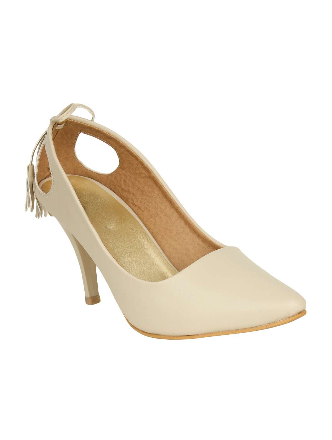 beige pu slip on pumps