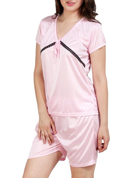 solid nightwear shorts set - 15283474 - Standard Image - 1