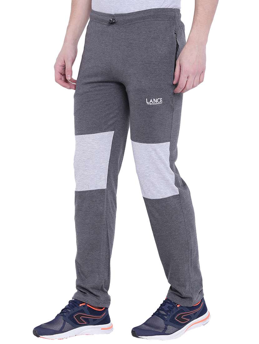 grey cotton full length track pant