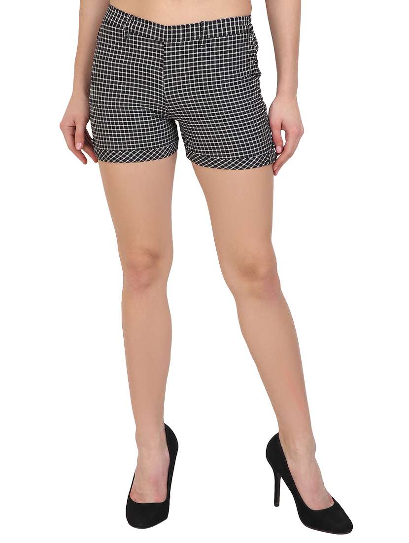 black checkered shorts