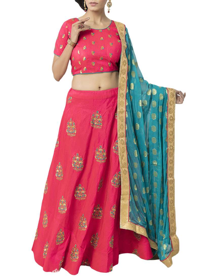 pink embroidered lehnga