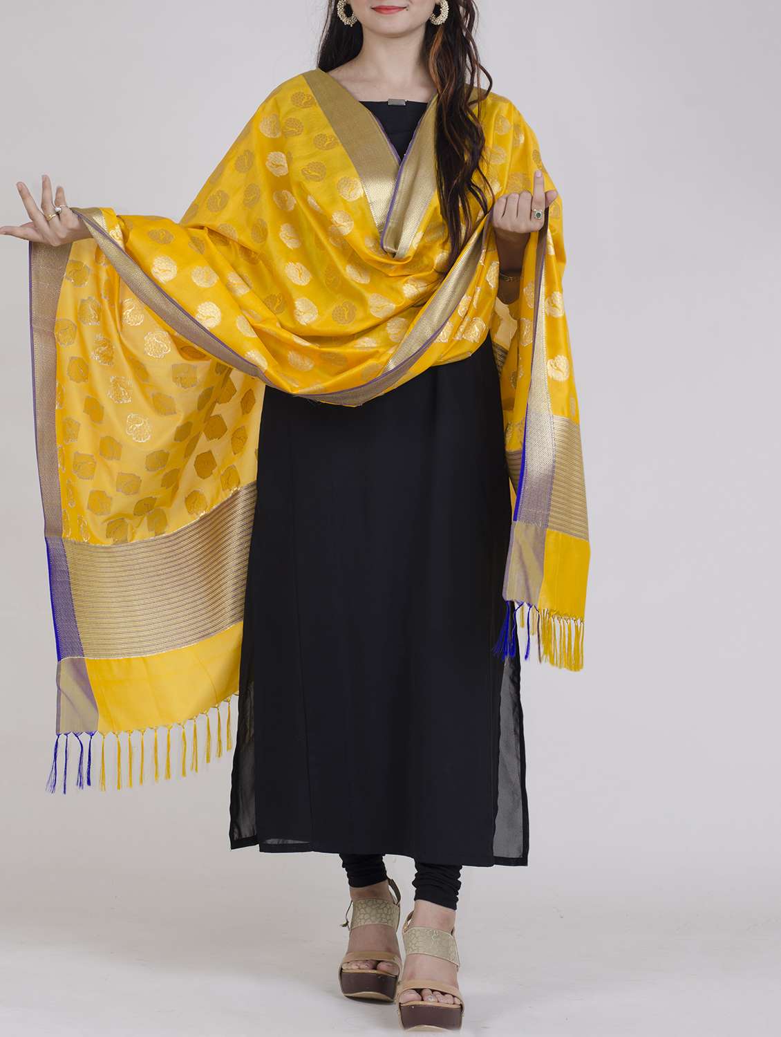 gold silk blend dupatta