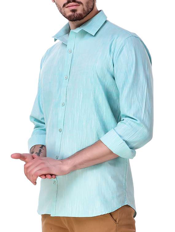 blue solid casual shirt - 15286652 - Standard Image - 1