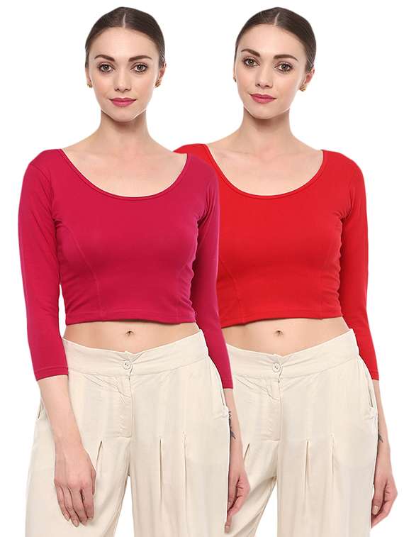 multi colored cotton lycra combos blouse