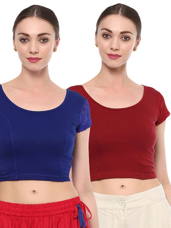 multi colored cotton lycra combos blouse