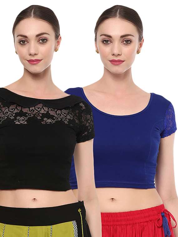 multi colored cotton lycra combos blouse