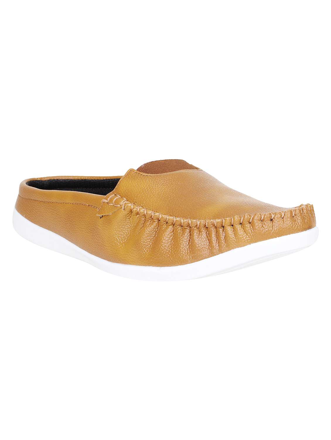 tan leatherette slip on loafer