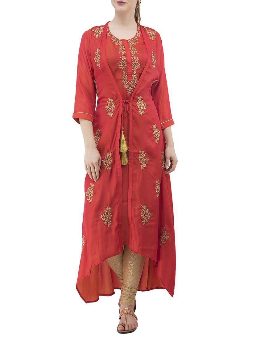 embroidered layered kurta