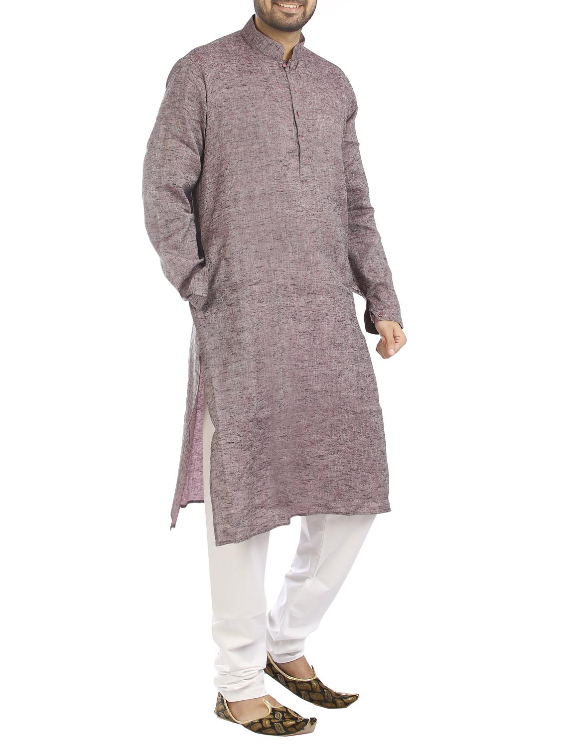 purple cotton kurta pyjama set - 15294939 - Standard Image - 1
