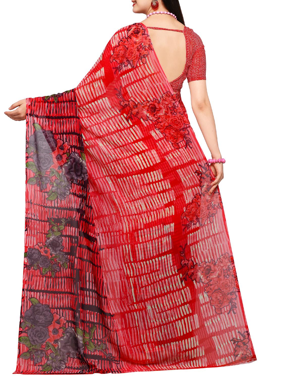 floral printed saree with blouse - 15295638 -  Standard Image - 1
