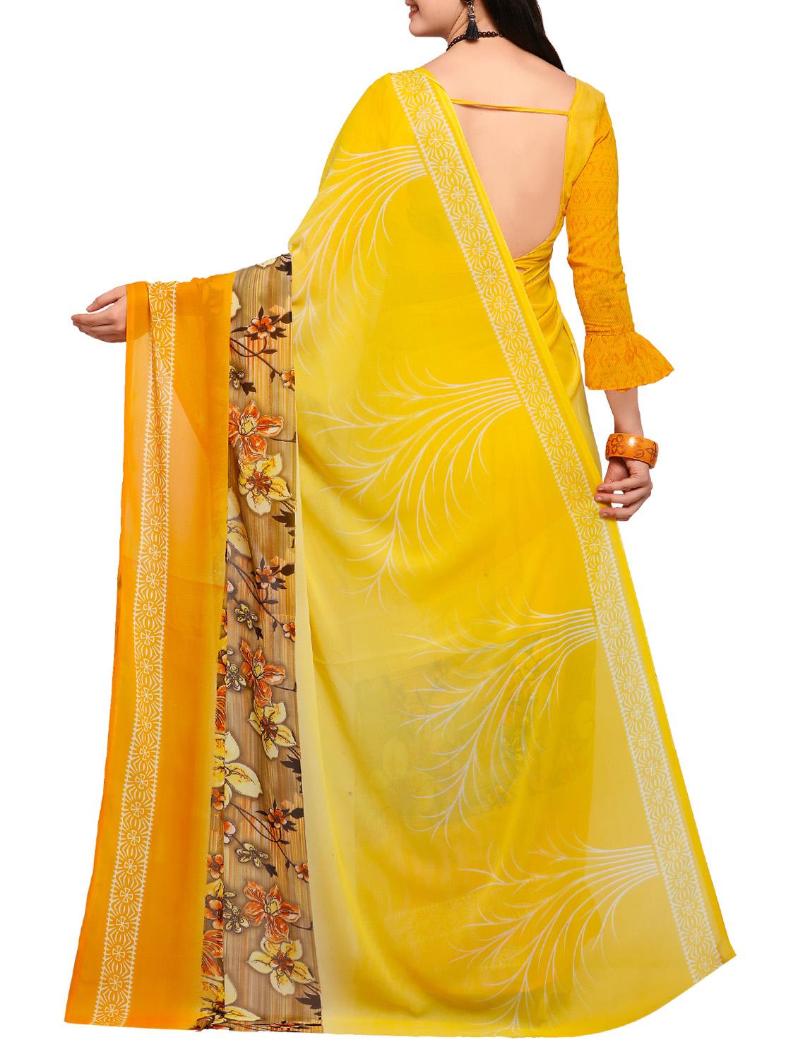 floral bordered printed saree with blouse - 15295641 -  Standard Image - 1