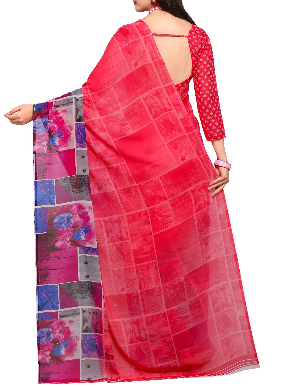geometric  printed saree with blouse - 15295647 -  Standard Image - 1