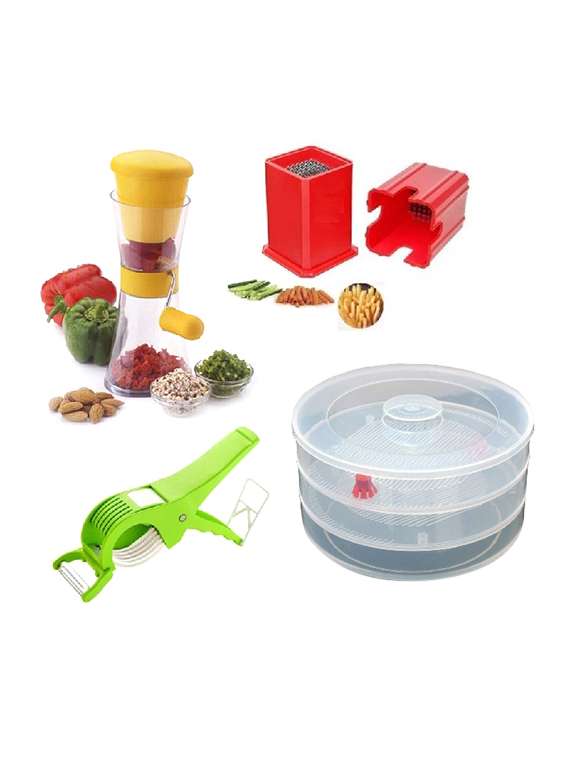combo sprout maker + 5x vegetable cutter + chilli onion garlic cutter + potato chipser cutter