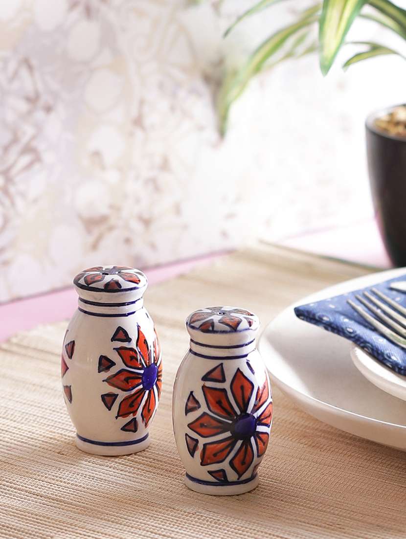 orange flower ceramic salt n pepper set