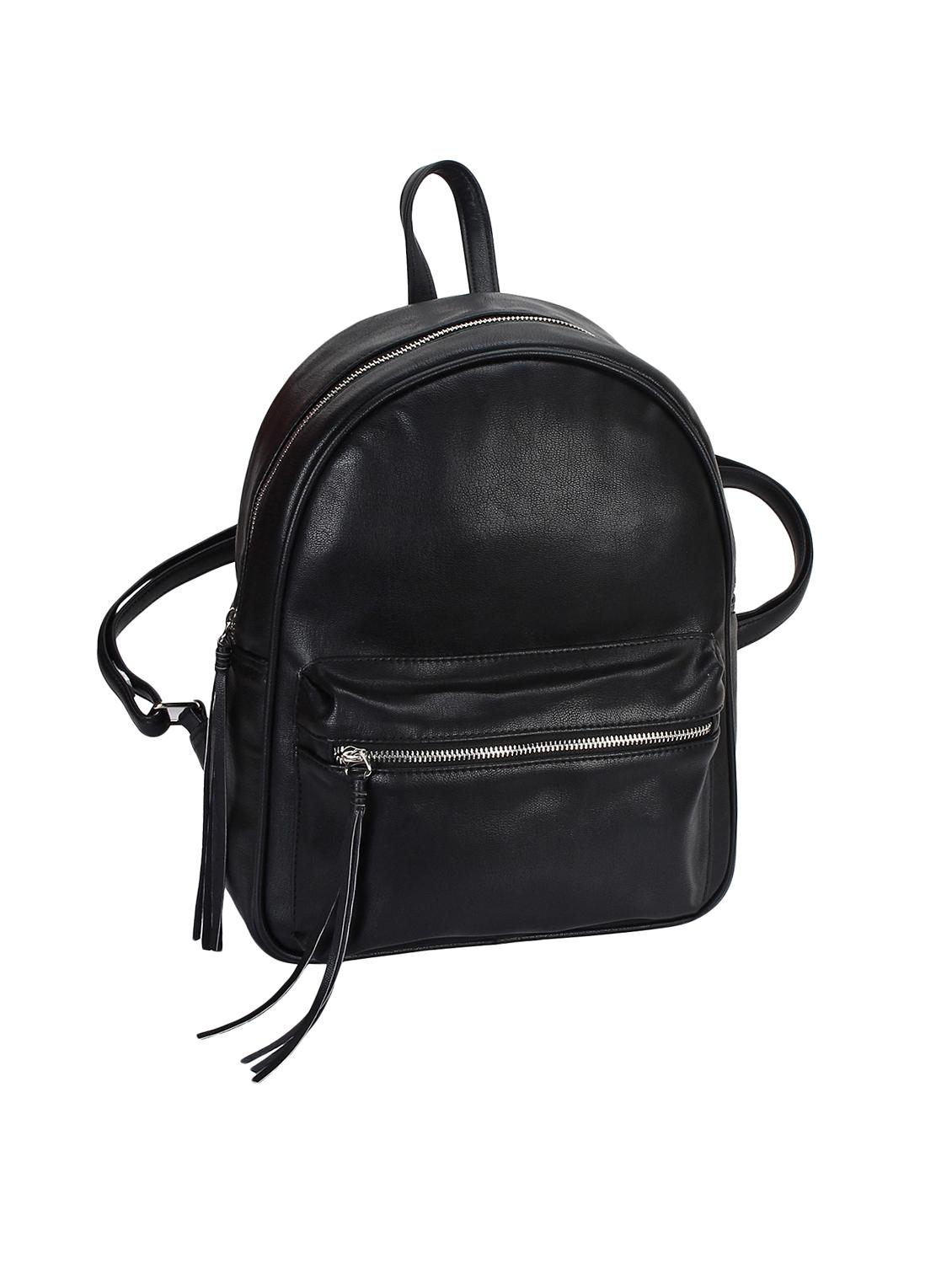 black leatherette (pu) regular backpack - 15303671 -  Zoom Image - 0