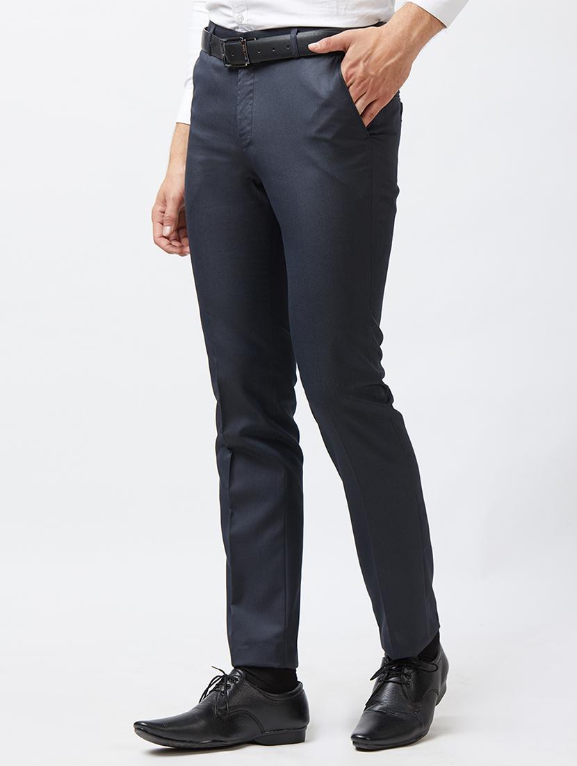 blue polyester blend flat front formal trouser - 15307313 -  Standard Image - 1