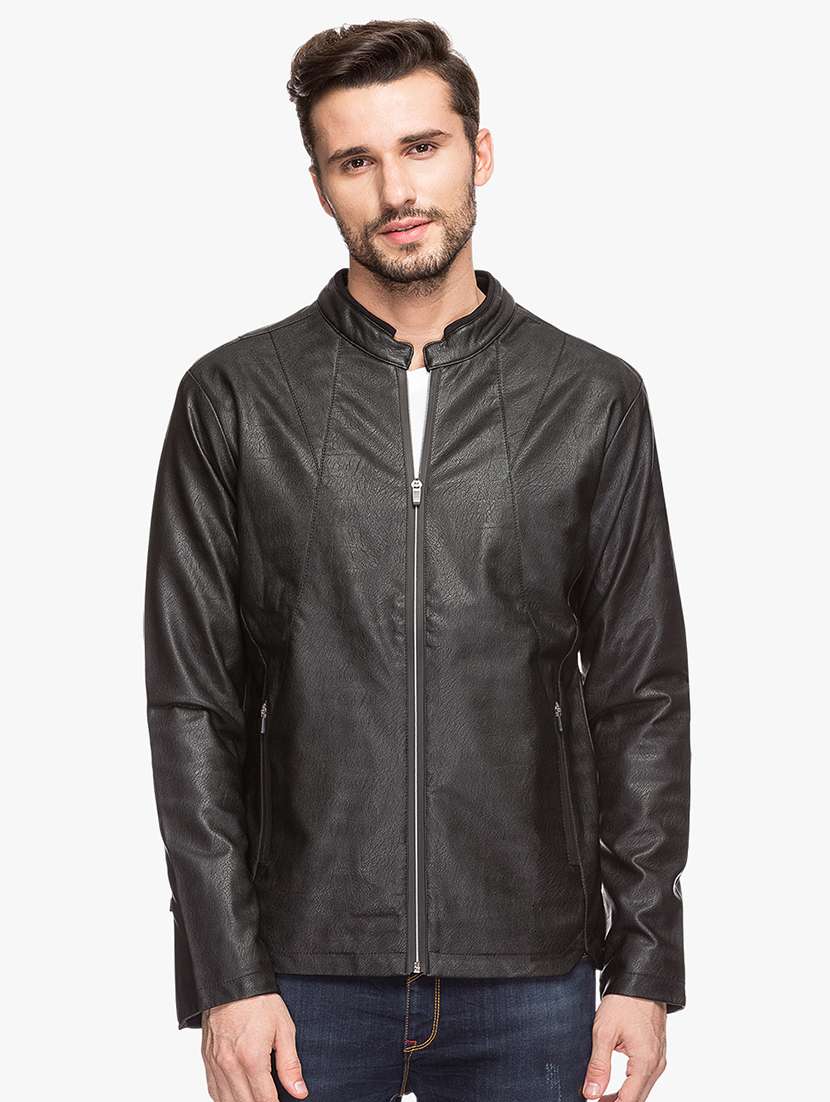 black leatherette biker jacket - 15308188 -  Zoom Image - 0