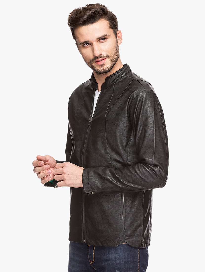 black leatherette biker jacket - 15308188 -  Standard Image - 1