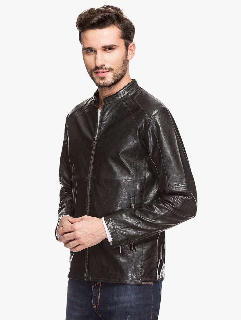 black leatherette biker jacket - 15308190 -  Standard Image - 1