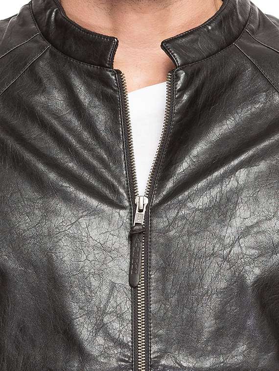 black leatherette biker jacket - 15308190 - Standard Image - 4