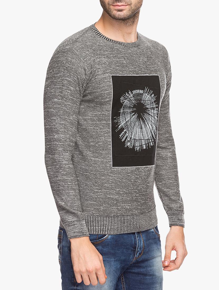 grey cotton chest print sweatshirt - 15308216 - Standard Image - 1