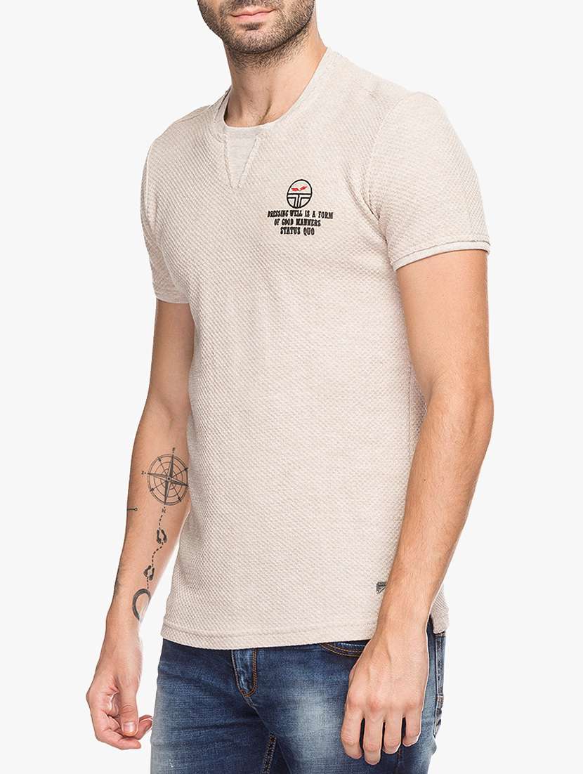 beige cotton t-shirt - 15308278 -  Standard Image - 1