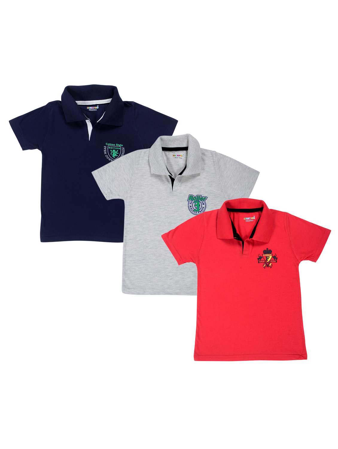set of 3 multi colored cotton t-shirts