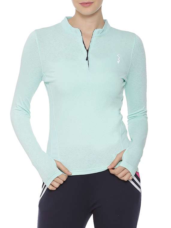 women's plain mandarin neck t-shirt