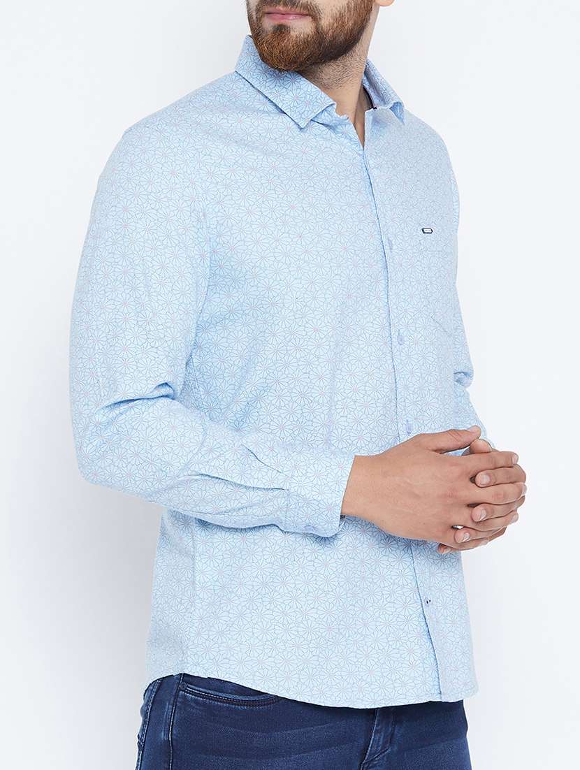 light blue floral print casual shirt - 15316044 -  Standard Image - 1